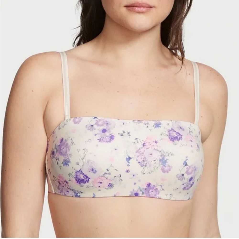 Victoria's Secret Floral Print Bralette-Cream and Purple